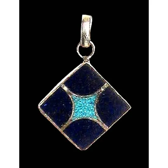 Pendentif argent Lapis-Lazuli - Bijoux inde (PE-LZ-01) Pendentif argent Lapis-Lazuli - Bijoux inde,Pendentifs indiens