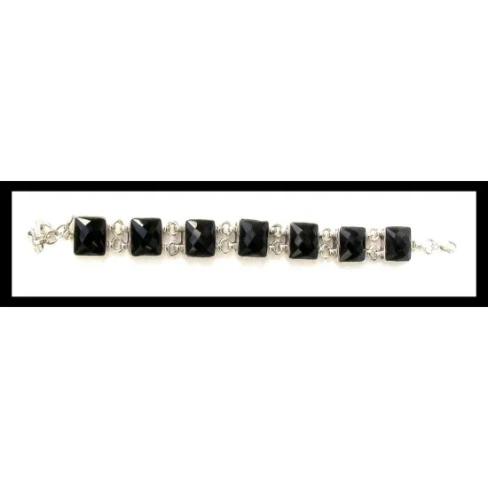 Bijoux indiens - Bracelet Onyx - Bracelet indien en argent (BR-ON-05-4) Bijoux indiens - Bracelet Onyx - Bracelet indien en argent,Bracelets indiens