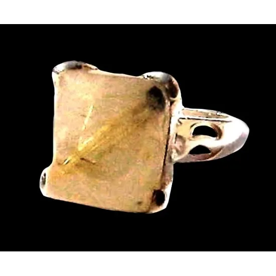Bague argent Quartz Rutile - Bague indienne - Bijoux indiens (BG-QR-14) Bague argent Quartz Rutile - Bague indienne - Bijoux indiens,Bagues hommes avec Pierre