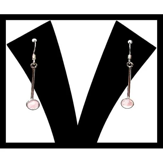 Indian silver jewellery - Earrings Pink Quartz Indian (BO-QURO-60) Indian silver jewellery - Earrings Pink Quartz Indian,Indian Earrings