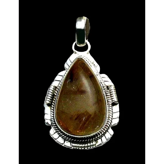 India silver jewellery - Indian Rutile Quartz Pendant (PE-QR-623) India silver jewellery - Indian Rutile Quartz Pendant,Indian Pendants