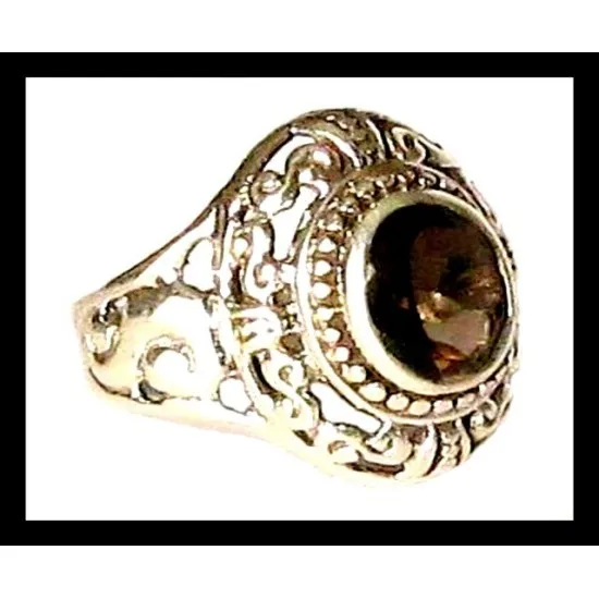 Bijoux Quartz Fumé - Bague indienne - Bijoux indiens (BG-QF-472) Bijoux Quartz Fumé - Bague indienne - Bijoux indiens,Bagues hommes avec Pierre