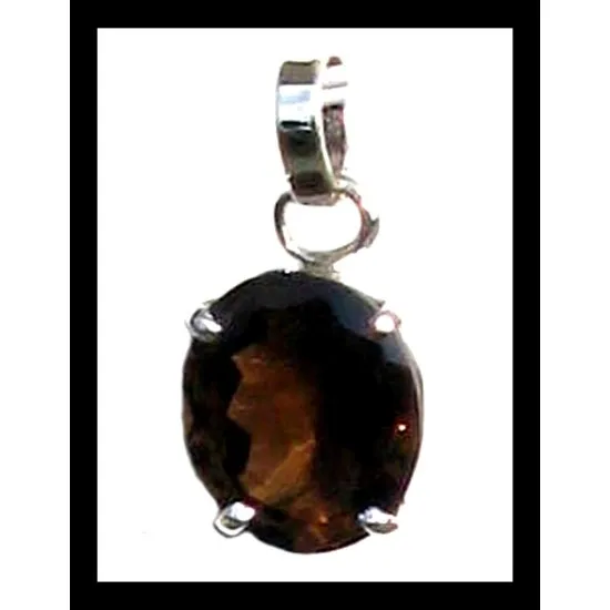 Indian silver jewellery - Indian Smoky Quartz Pendant (PE-QF-154-1) Indian silver jewellery - Indian Smoky Quartz Pendant,Indian Pendants
