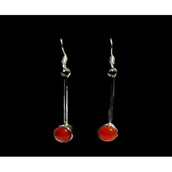 Bijoux indiens argent - Boucles d Oreilles indiennes Cornaline,Boucles d Oreilles indiennes