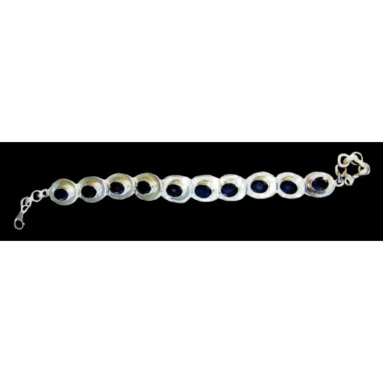 Indian silver jewellery - Indian Iolite (Water Sapphire) Bracelet (BR-PIDIV-02-1) Indian silver jewellery - Indian Iolite (Water Sapphire) Bracelet,Indian Bracelets