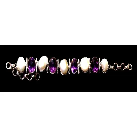 Bijoux indiens argent - Bracelet indien avec pierres (BR-PIDIV-15) Bijoux indiens argent - Bracelet indien avec pierres,Bracelets indiens