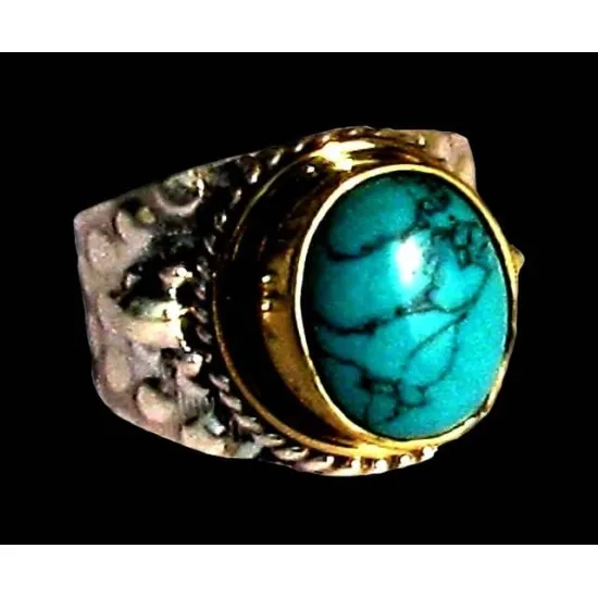 Indian silver jewellery - Indian Turquoise Ring (BG-TU-31B) Indian silver jewellery - Indian Turquoise Ring,Indian Rings