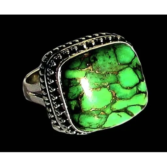 Turquoise - Bague indienne argent Turquoise - Bijoux Inde (BG-TU-54-2) Turquoise - Bague indienne argent Turquoise - Bijoux Inde,Bagues hommes avec Pierre