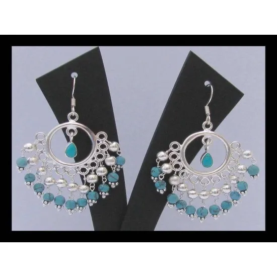 Indian silver jewellery - Indian Turquoise Earrings,Indian Earrings