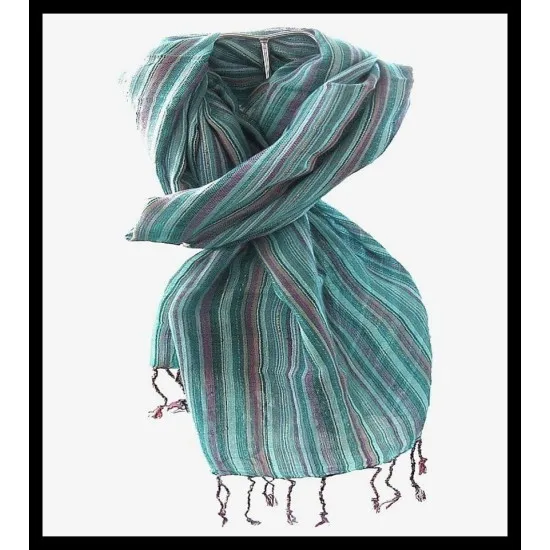 Etole rayée en coton et viscose - Etole indienne (COTVIS-16MIT-1-B) Etole rayée en coton et viscose - Etole indienne,Etoles Coton-Viscose