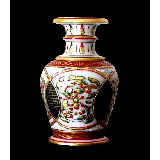 Artisanat indien - Vase-Bougeoir en Marbre (VASE-BOUGEOIR-07) Artisanat indien - Vase-Bougeoir en Marbre,Vases-Bougeoirs indiens