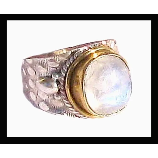 Bague indienne argent et Pierre de Lune - Bijoux indiens (BG-PL-2P-03) Bague indienne argent et Pierre de Lune - Bijoux indiens,Bagues indiennes