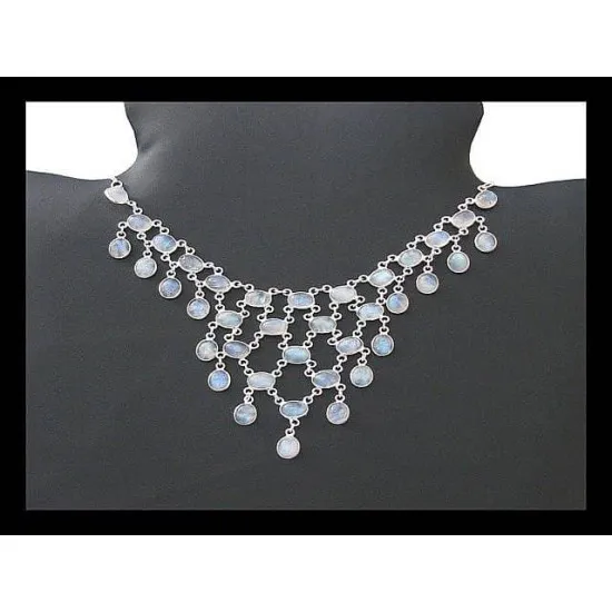 Collier indien argent et Pierre de Lune - Bijoux inde (CO-PL-13) Collier indien argent et Pierre de Lune - Bijoux indiens,Colliers indiens
