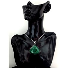 Bijoux indiens argent - Pendentif indien Malachite