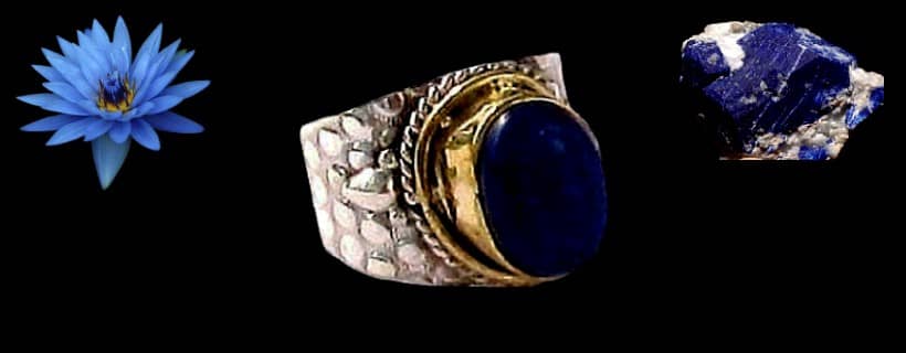Indian natural lapis lazuli stone and silver rings for men / women
