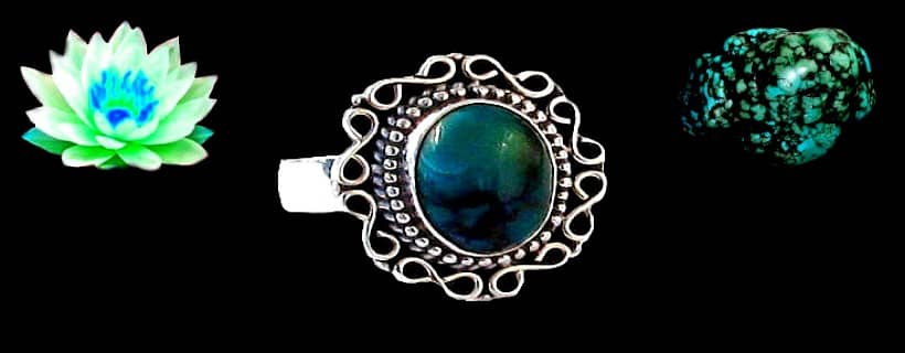 Indian natural turquoise stone rings for men / women
