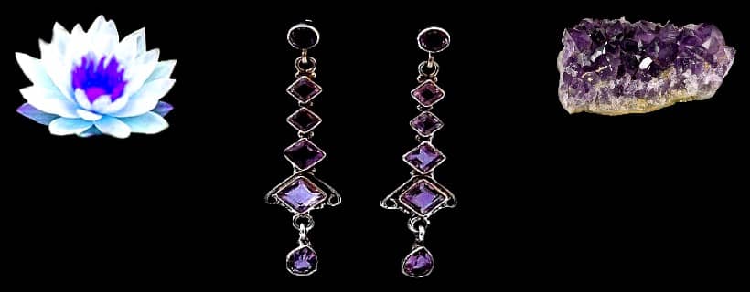 Indian sterling silver and amethyst stone earrings