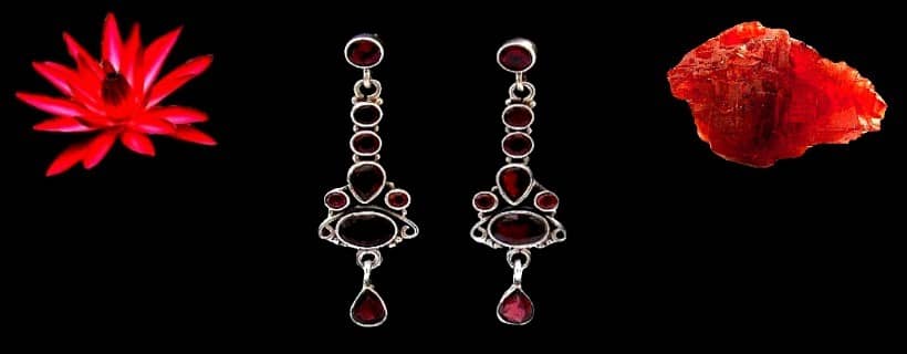 Indian natural garnet stone earrings with real silver