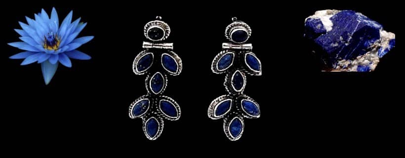 Indian natural lapis lazuli earrings with silver 925/1000