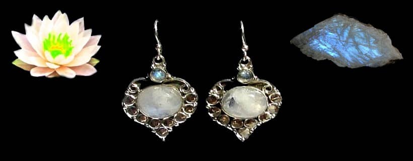 Indian natural labradorite stone earrings with silver 925/1000