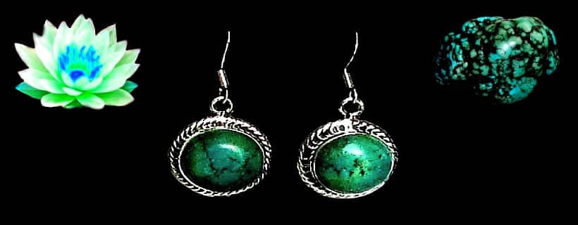 Indian natural turquoise stone earrings with silver 925/1000