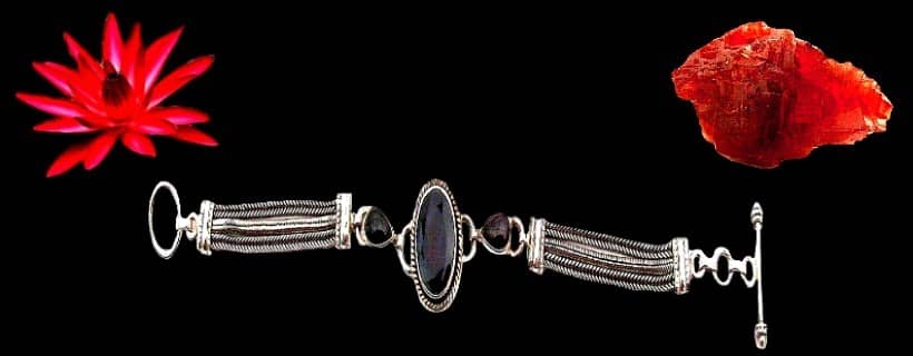 Indian natural garnet stone bracelets in silver