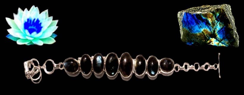 Indian natural spectrolite bracelets with silver 925/1000