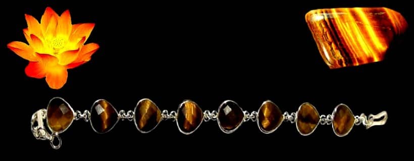 Indian natural tiger eye stone bracelets with silver 925/1000
