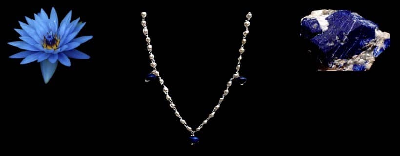 Indian natural lapis lazuli necklaces with silver 925/1000