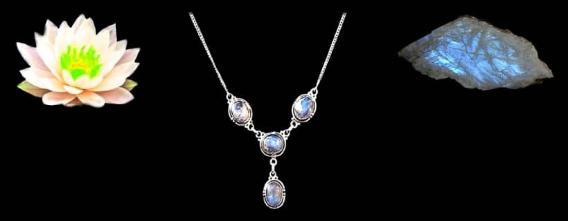 Indian natural labradorite stone necklaces with silver 925/1000
