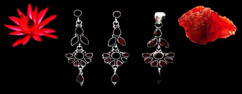Indian natural garnet stone pendants sets with silver 925/1000