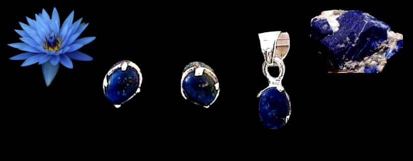 Indian natural lapis lazuli pendants sets with silver 925/1000