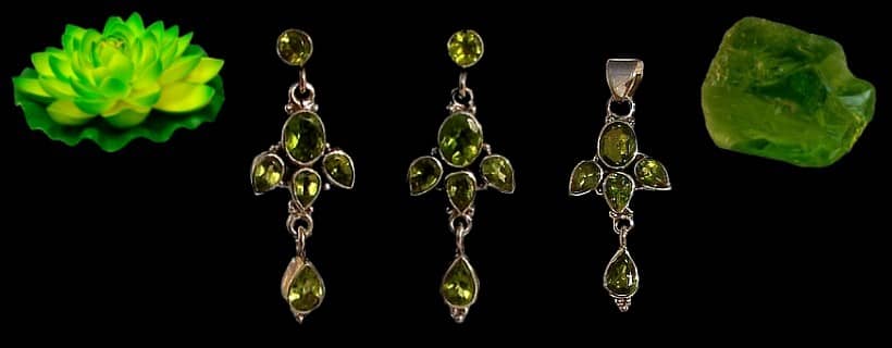 Indian natural peridot stone pendant set with silver 925/1000