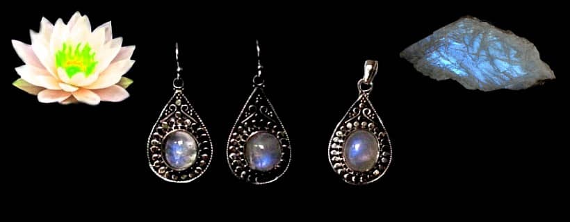 Indian natural labradorite stone pendant sets with silver 925/1000