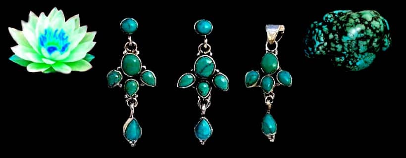 Indian natural turquoise stone pendants sets with silver 925/1000