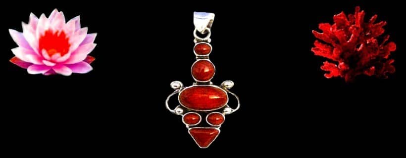 Indian natural coral pendants in silver