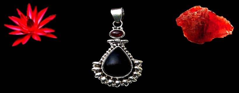 Indian natural garnet stone pendants with silver 925/1000