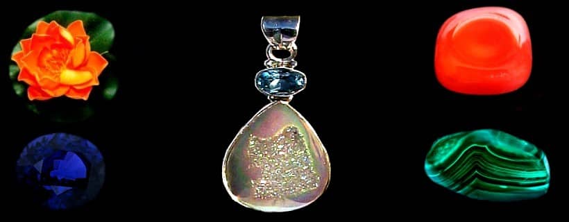 Indian natural multy stone and silver pendants for womens