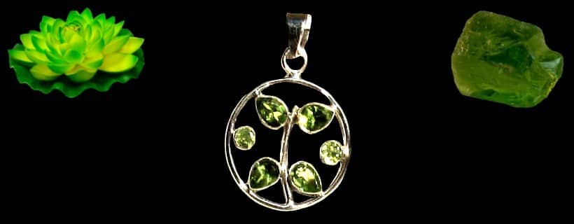 Indian natural peridot stone pendants with silver 925/1000