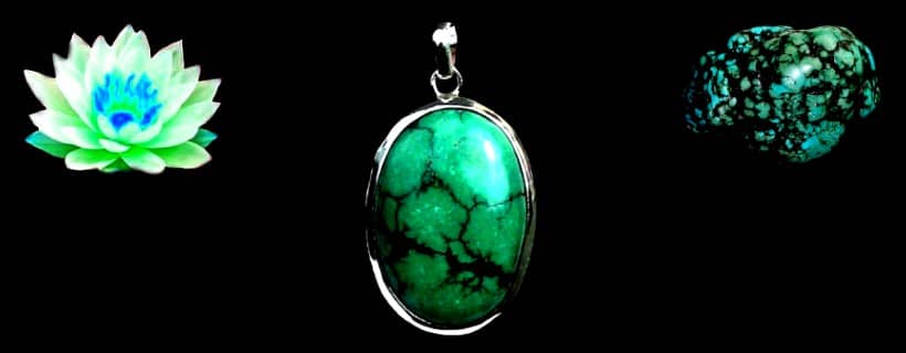 Indian natural turquoise stone pendants with silver 925/1000