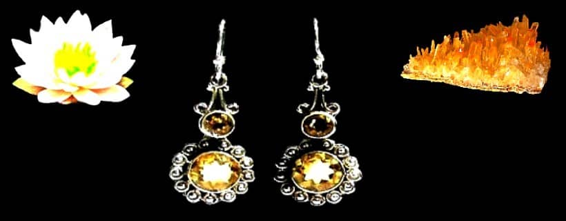 Boucles d'oreilles indiennes argent et citrine