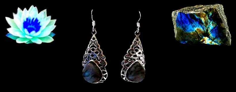 Boucles d'Oreilles argent et labradorite naturelle