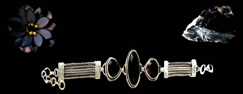 Bracelets indiens argent et onyx pas cher