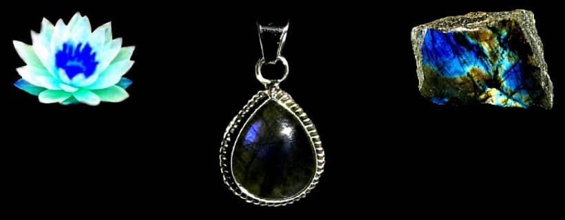 Pendentifs en argent et labradorite naturelle