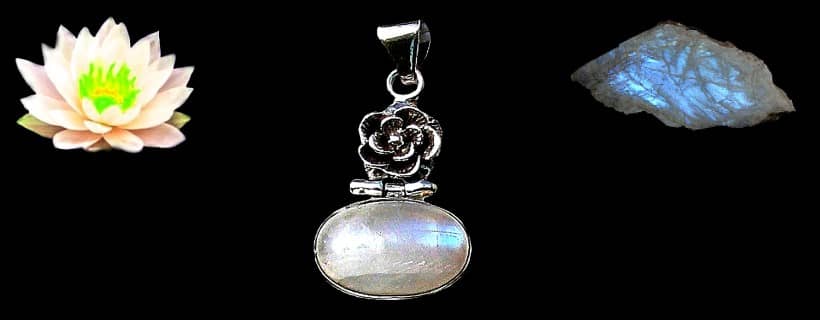 Pendentifs en argent et pierre de lune naturelle