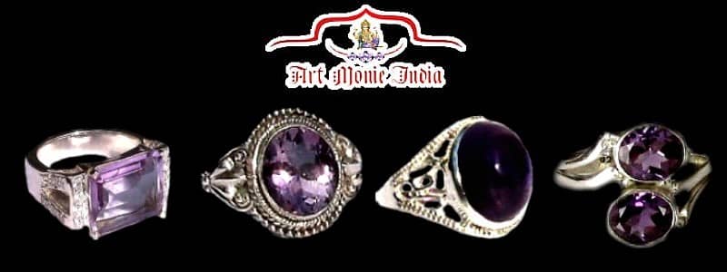 Indian silver and amethyst rings low price