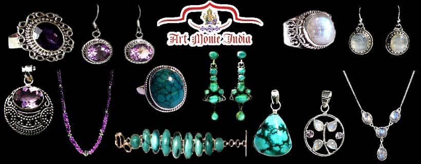 Indian jewelry in silver and fine stones 