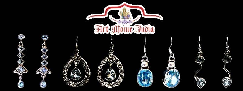 Indian silver and topaz earrings low price