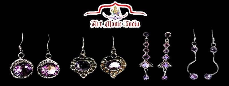 Boucles d’oreilles indiennes argent et améthyste petit prix