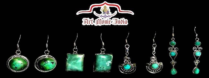 Boucles d’oreilles indiennes argent et turquoise petit prix